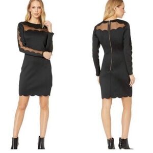 Ted Baker London Black Scalloped Long Sleeve Dress